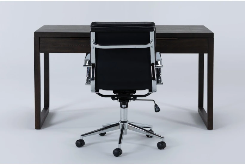 Pierce Espresso Computer Desk + Moby Black Low Back Office Chair - 360