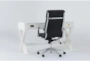 Adams White Desk + Moby Black Low Back Office Chair - Side