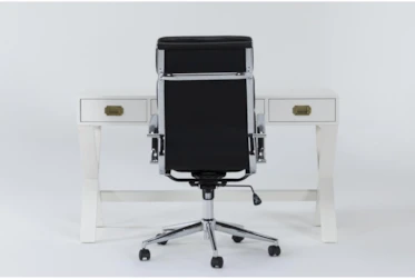 Adams White Desk + Moby Black Low Back Office Chair