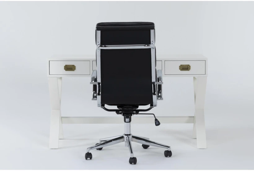 Adams White Desk + Moby Black Low Back Office Chair - 360