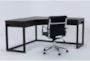 Pierce Espresso Corner Desk + Moby Black Low Back Office Chair - Side