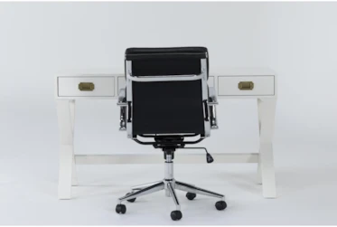 Adams White Desk + Moby Black High Back Office Chair