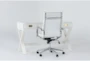 Adams White Desk + Moby White High Back Office Chair - Side