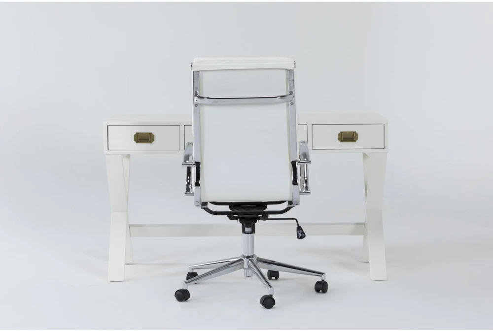 Adams White Desk + Moby White High Back Office Chair