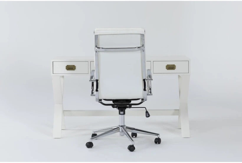 Adams White Desk + Moby White High Back Office Chair - 360