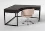 Pierce Espresso Corner Desk + Phoebe Blush Office Chair - Side