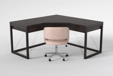 Pierce Espresso Corner Desk + Phoebe Blush Office Chair - Main
