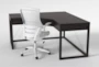 Pierce Espresso Corner Desk + Elton White Office Chair - Side