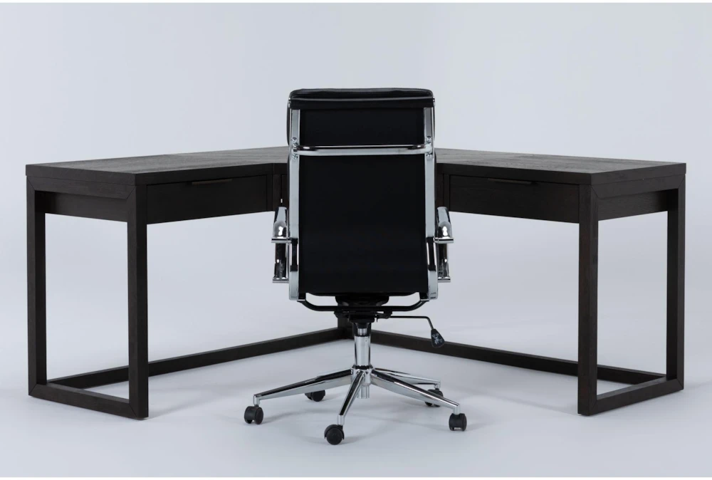Pierce Espresso Corner Desk + Moby Black High Back Office Chair