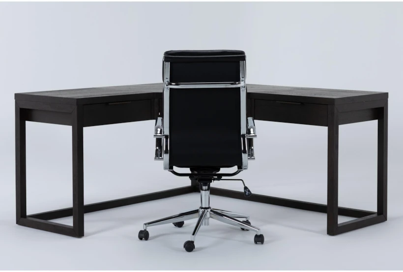 Pierce Espresso Corner Desk + Moby Black High Back Office Chair - 360