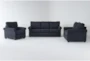 Athos Midnight Blue 3 Piece Sofa, Loveseat & Chair Set - Signature