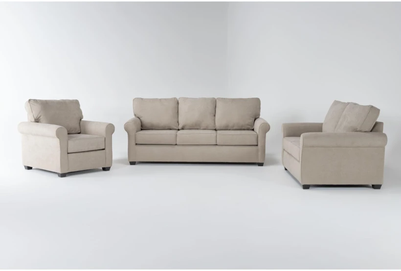Athos Cream 3 Piece Sofa, Loveseat & Chair Set - 360