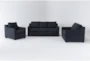 Porthos Midnight Blue 3 Piece Queen Sleeper Sofa, Loveseat & Chair Set - Signature