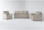 Athos Cream 3 Piece Queen Sleeper Sofa, Loveseat & Chair Set - Signature