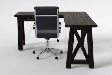 Jaxon Corner Desk + Moby Black High Back Rolling Office Chair