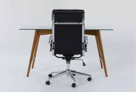 Alton Glass Desk + Moby Black High Back Rolling Office Chair