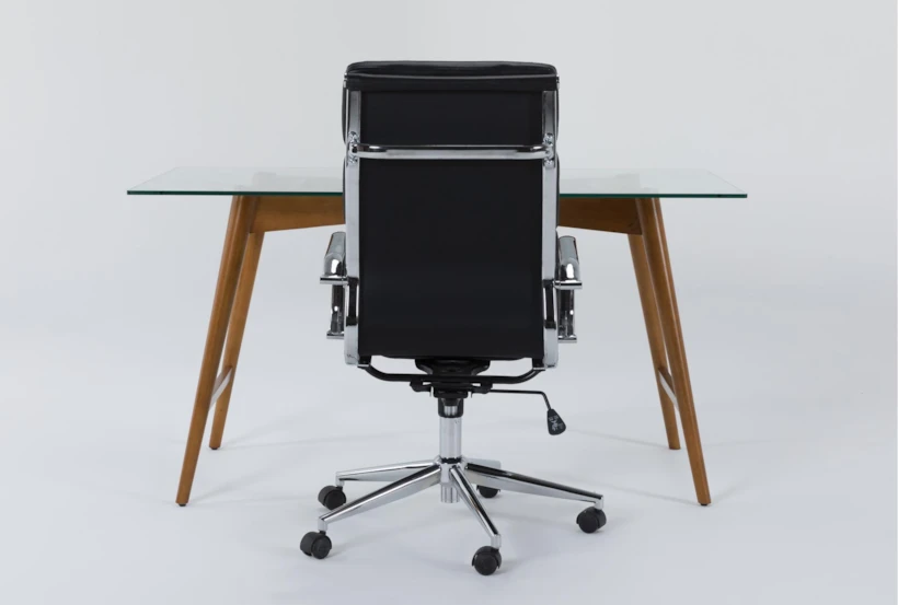 Alton Glass Desk + Moby Black High Back Rolling Office Chair - 360