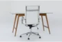 Alton Glass Desk + Moby White High Back Rolling Office Chair - Side