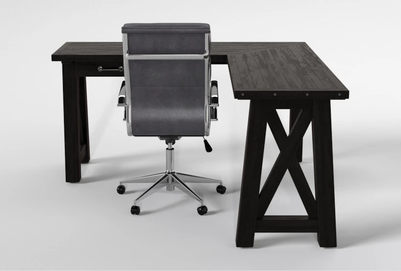 Jaxon Corner Desk+ Moby Grey High Back Rolling Office Chair - 360