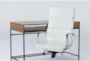 Hollis Writing Desk + Moby White High Back Rolling Office Chair - Side