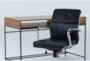Hollis Writing Desk + Moby Black Low Back Rolling Office Chair - Side