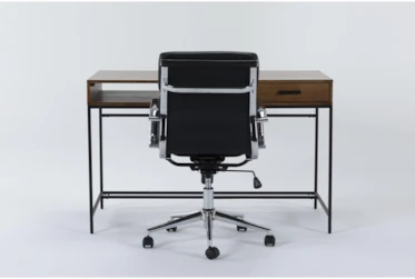 Hollis Writing Desk + Moby Black Low Back Rolling Office Chair