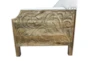 Hand Carved Wood + Fabric Loveseat With Nailhead Trim - Detail