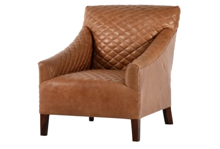 Diamond Tufted Leather Accent Chair - Main