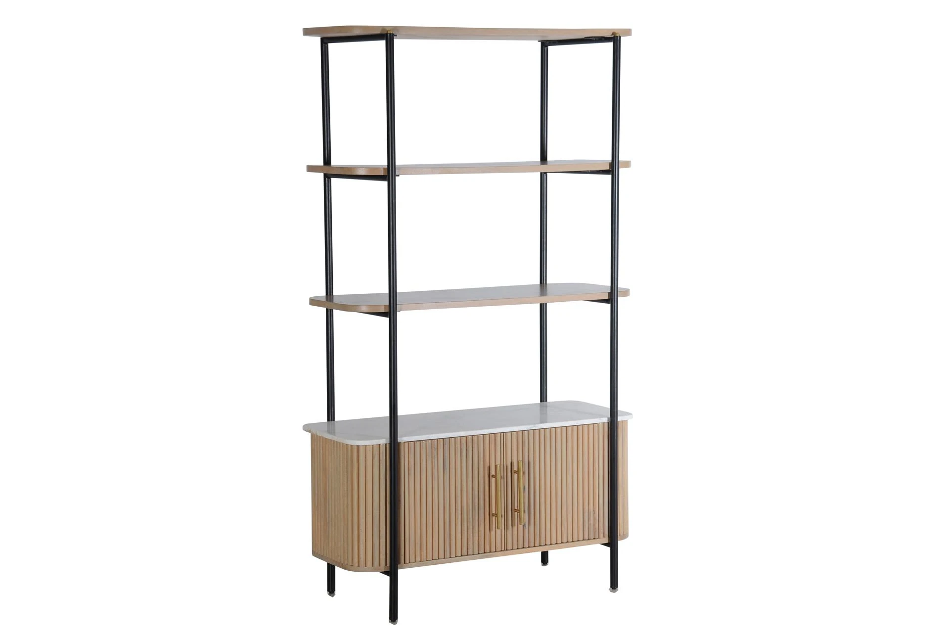 Reeded + Marble Top Bleach Mango Bookcase | Living Spaces