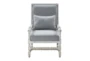 White Wash + Solid Fabric Spindle Frame Accent Chair - Front