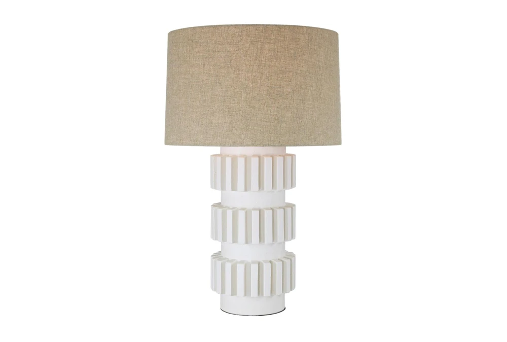 27 Inch Matte White Sculptural Table Lamp W/ 3 Way Switch By Nate Berkus + Jeremiah Brent