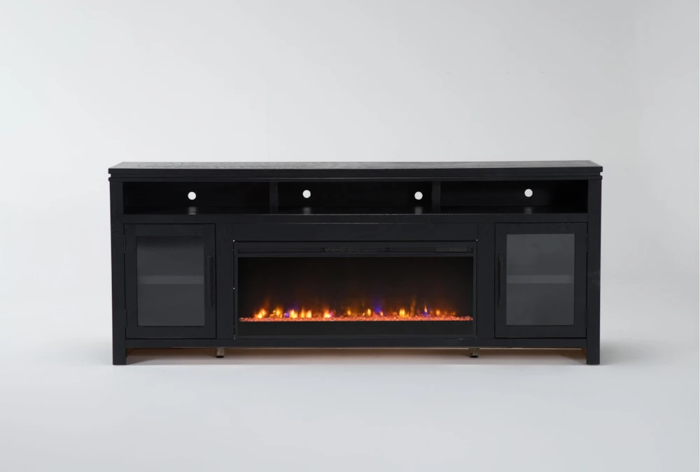 Oxford Black 84" Modern Fireplace TV Stand