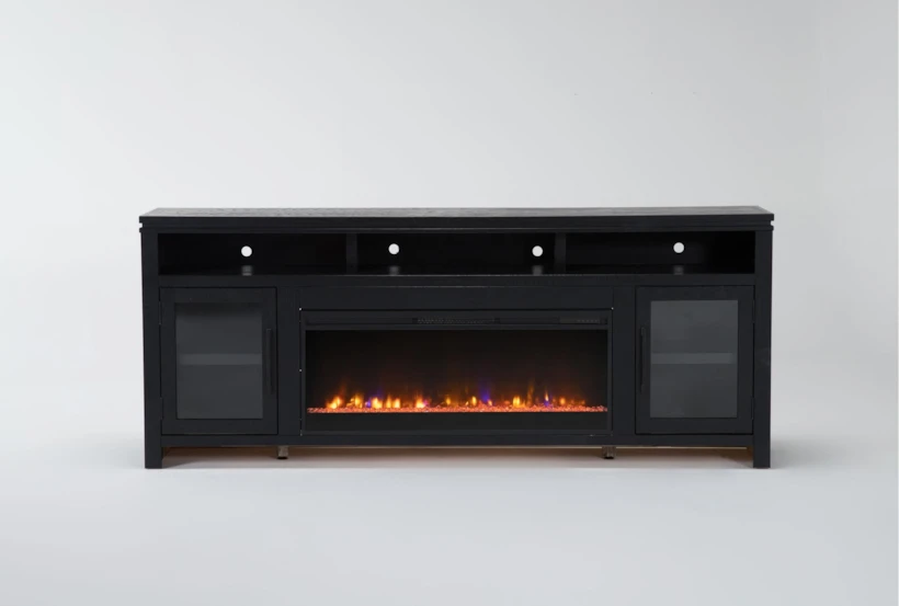 Oxford Black 84" Modern Fireplace TV Stand - 360