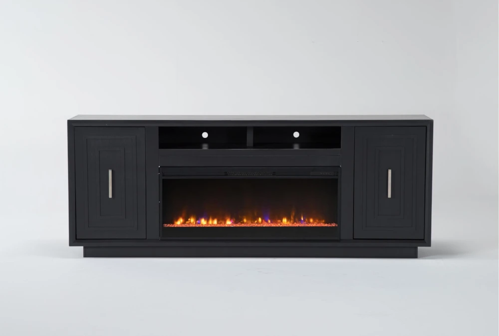 Linette Black 84" Modern Fireplace TV Stand