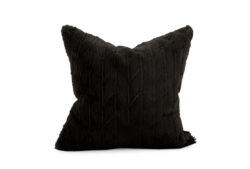 20X20 Ebony Black Angora Throw Pillow - 360