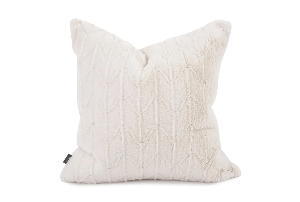 20X20 White Natural Angora Throw Pillow