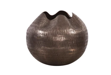 10 Inch Copper Finish Textured Aluminjum Pinch Globe Vase
