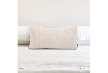 11X22 White Natural Angora Lumbar Throw Pillow