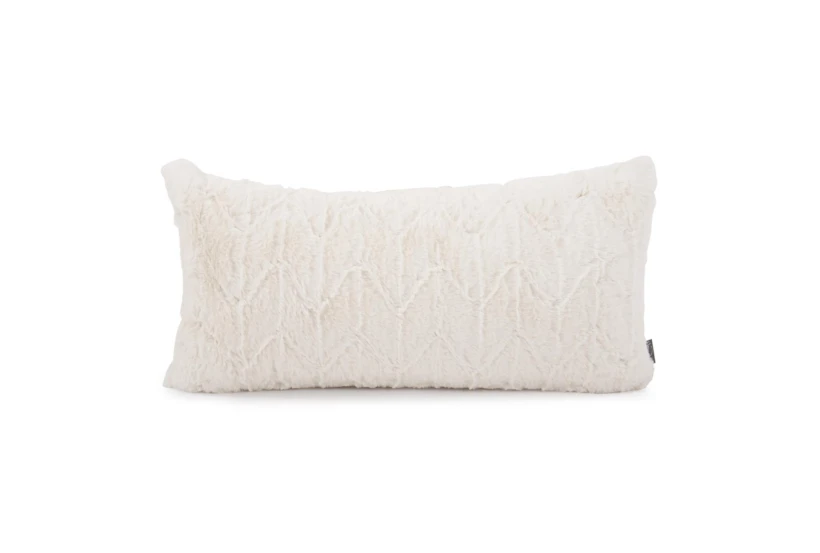 11X22 White Natural Angora Lumbar Throw Pillow - 360