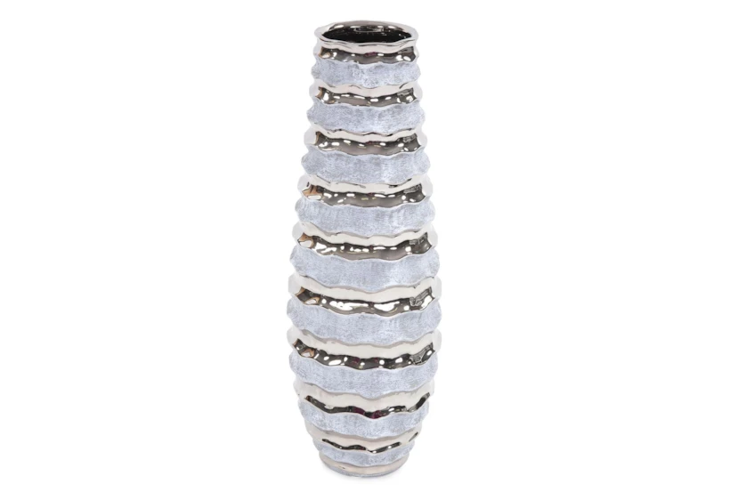 22 Inch White Multi Spiral Ceramic Vase - 360
