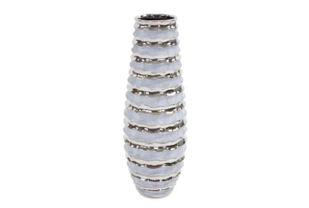 27 Inch White Multi Spiral Ceramic Tall Vase