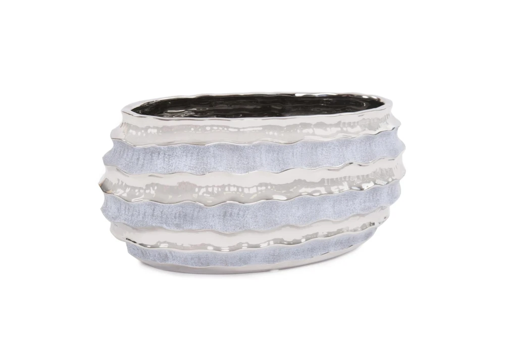 18 Inch White Multi Spiral Ceramic Decorative Bowl