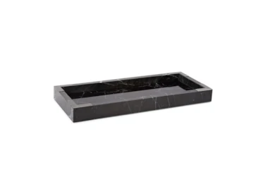 16 Inch Black Mirrored Marble Tray