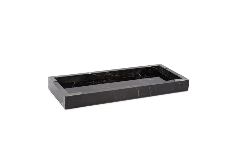 16 Inch Black Mirrored Marble Tray - 360