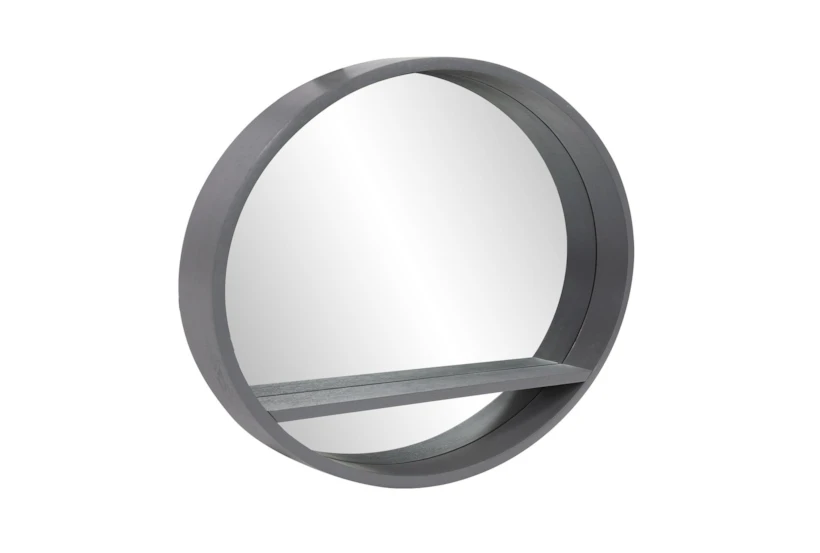 35X25 Charcoal Grey Shadowbox Wall Mirror With Shelf - 360