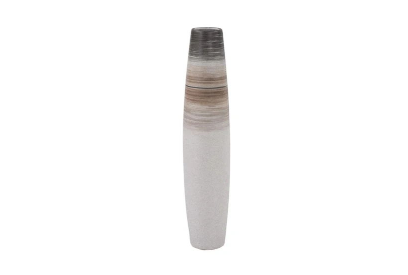 31 Inch White Clay Multi Stripe Tall Vase - 360