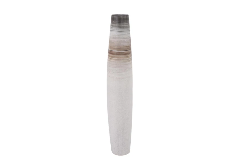 48 Inch White Clay Multi Stripe Torpedo Floor Vase - 360