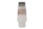 16 Inch White Clay Multi Stripe Slanted Vase - Signature