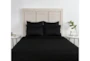 Queen Quilt- 3 Piece Set Black Polyester Sateen Quilted Diamond Pattern, 1 Quilt + 2 Euro Shams - Front