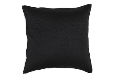 Euro Sham-Black Polyester Sateen Quilted Diamond Pattern